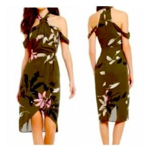 Halston Off shoulder halter dress